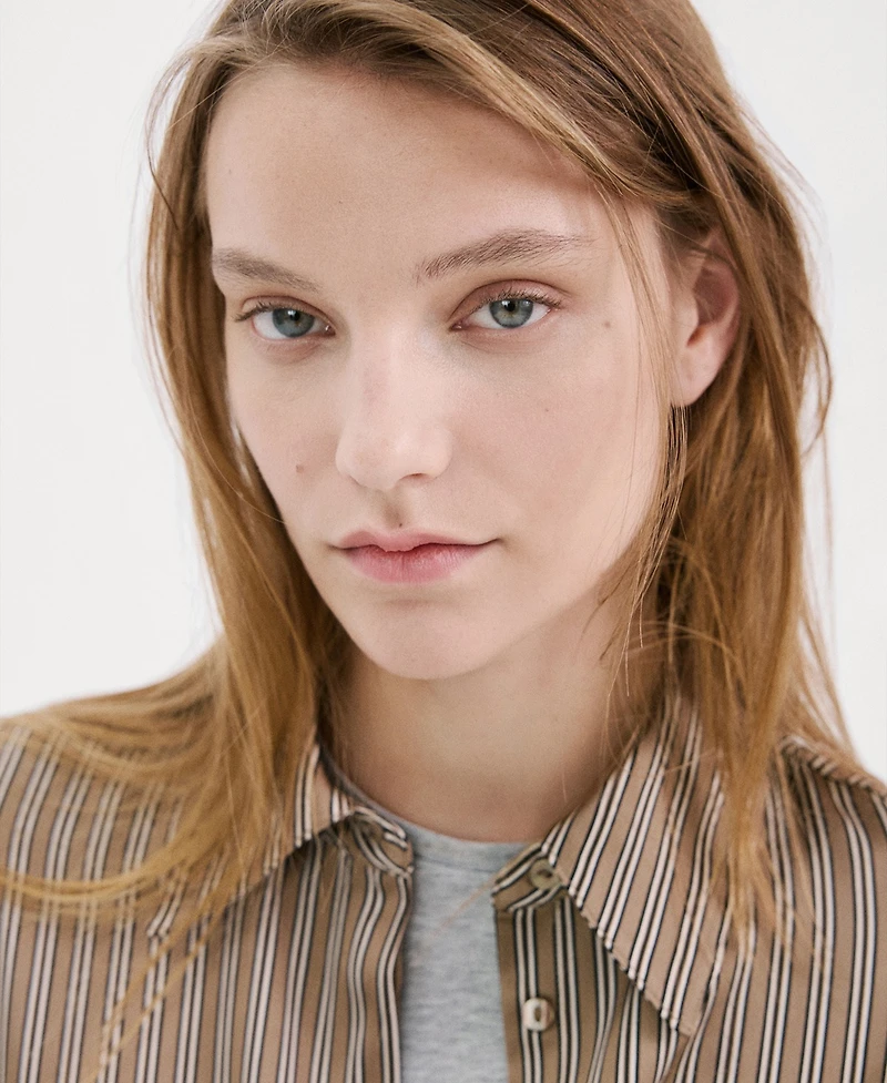 Mango Women's Satin Striped Shirt