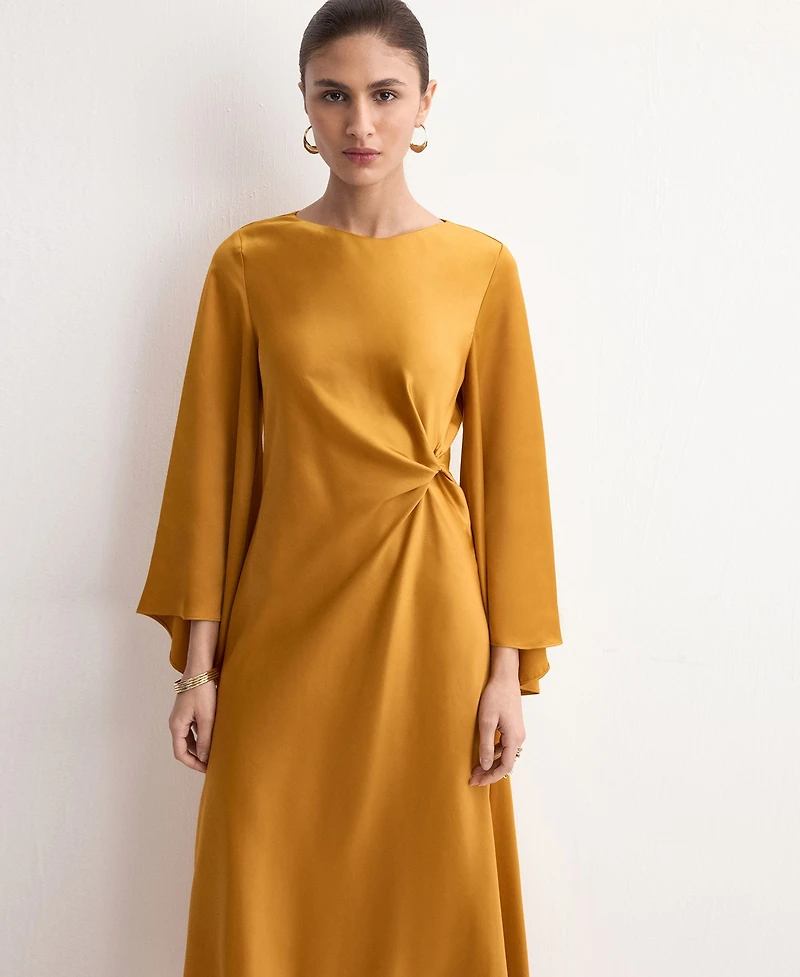 Mango Women's Ruched Satin Dress