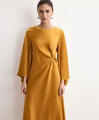 Mango Women's Ruched Satin Dress