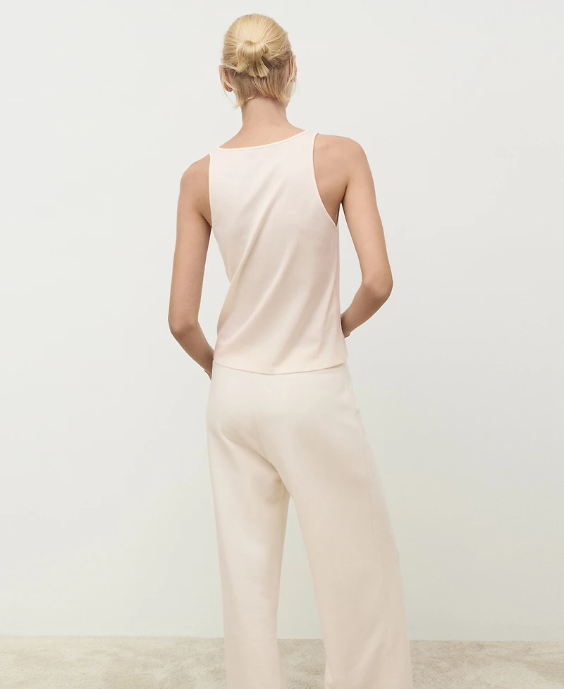 Mango Women's Cotton V-Neck Tank Top