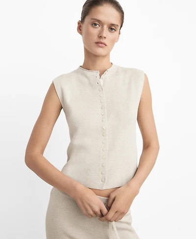 Mango Women's Cotton Linen Knitted Gilet