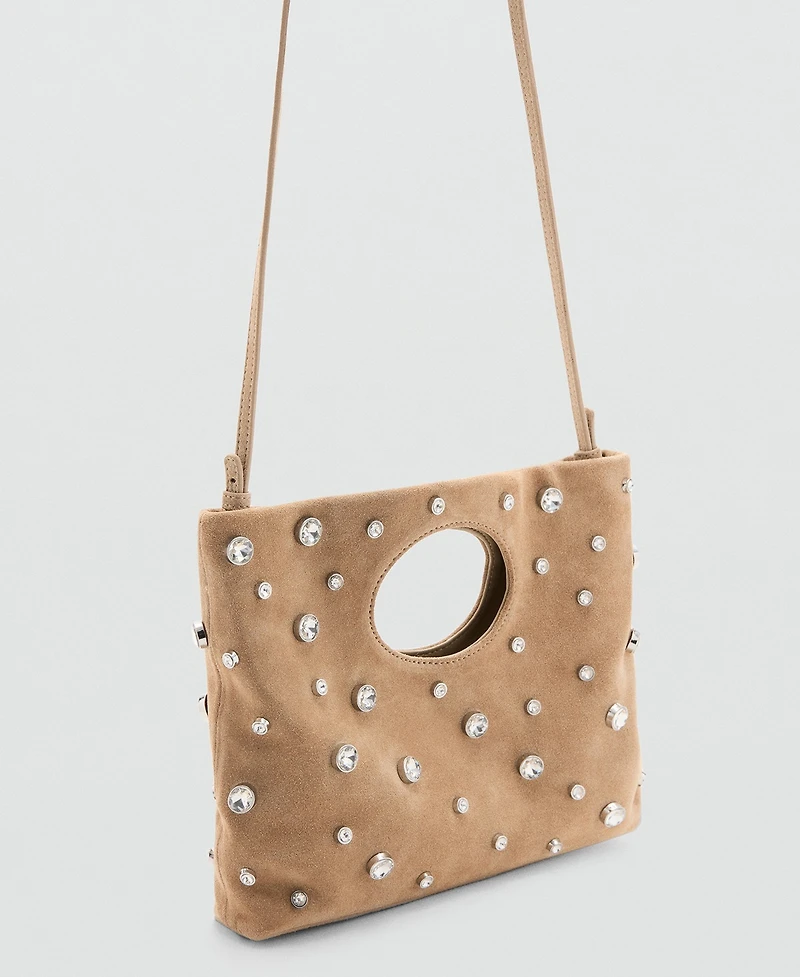 Mango Women's Suede Studded Handbag