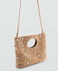 Mango Women's Suede Studded Handbag