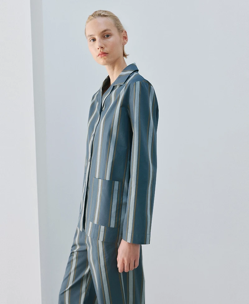 Mango Women's Long Sleeve Striped Pajama Top