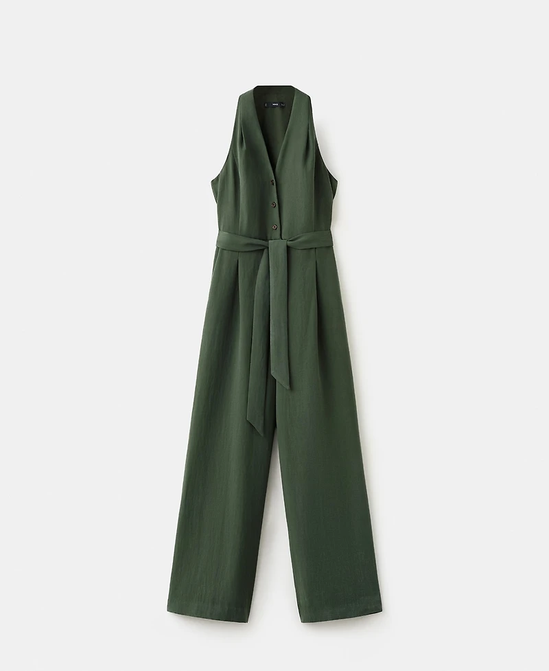 Mango Women's Halter-Neck Belt Jumpsuit