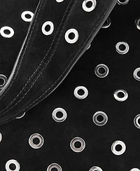 Mango Women's Eyelets Detail Leather Drawstring Bag