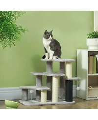 Aostirmotor 2-in-1 Cat Tree & Pet Stairs with Scratching Posts & Toy Balls, for High Beds & Couches