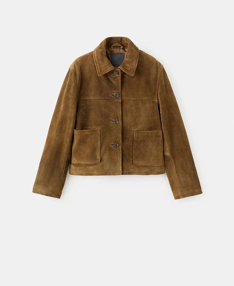 Mango Women's Buttons Suede Leather Jacket