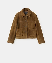 Mango Women's Buttons Suede Leather Jacket