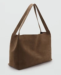 Mango Women's Suede Leather Shopper Bag