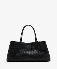 Mango Women's Large Braided Leather Shoulder Bag