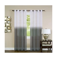 Kate Aurora Tropical Living Semi Matte Sheer Ombre Chic Grommet Top Window Curtains - 52 in. W x 84 L