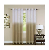 Kate Aurora Tropical Living Semi Matte Sheer Ombre Chic Grommet Top Window Curtains - 52 in. W x 84 L