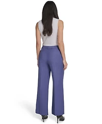Calvin Klein Petite Mid-Rise Zip Closure Wide-Leg Pants