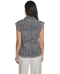 Calvin Klein Petite Collared Neck Short-Sleeve Top