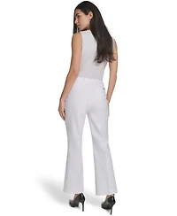 Calvin Klein Petite Mid-Rise Zip Closure Straight-Leg Pants