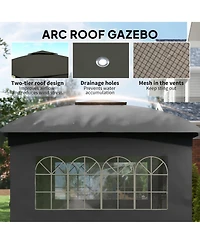 Outsunny 11' x 11' Outdoor Gazebo with Curtains, Church Windows,