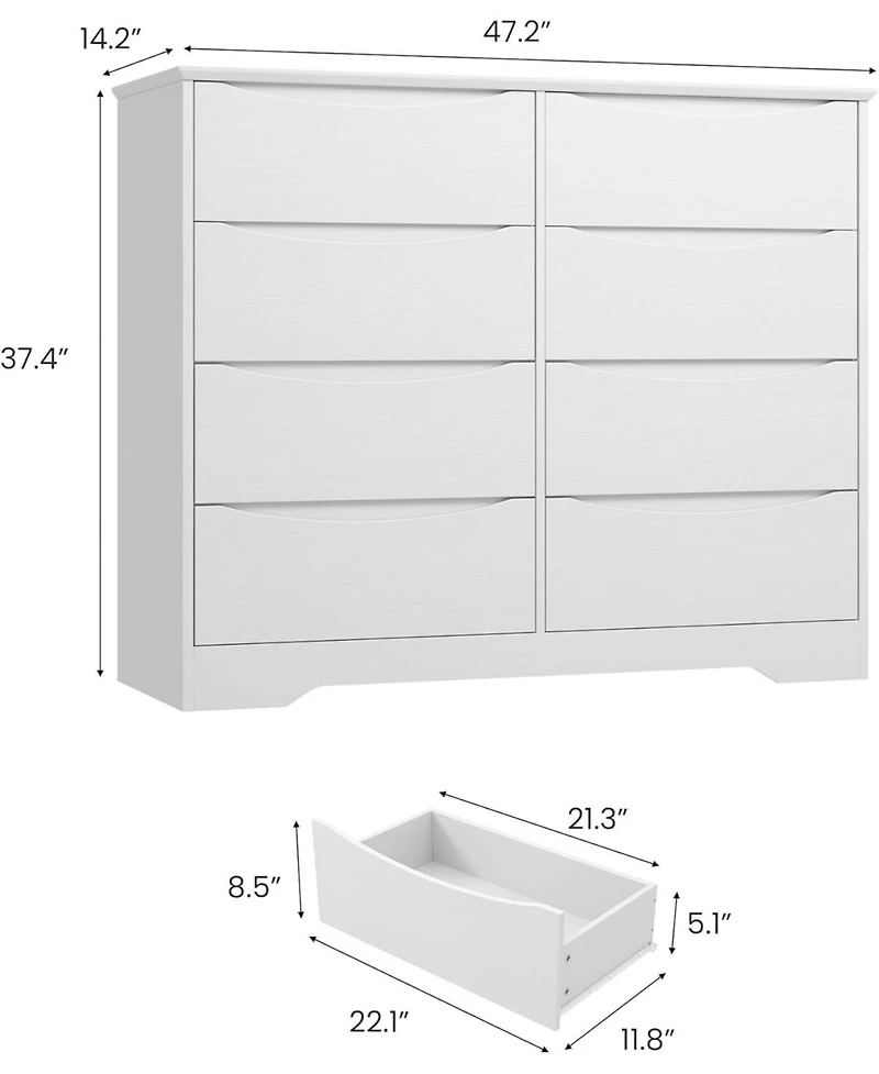 gaomon Wooden -Drawer Dresser, Tall Modern Storage Chest with Wide Top for Bedroom, Living Room, Hallway