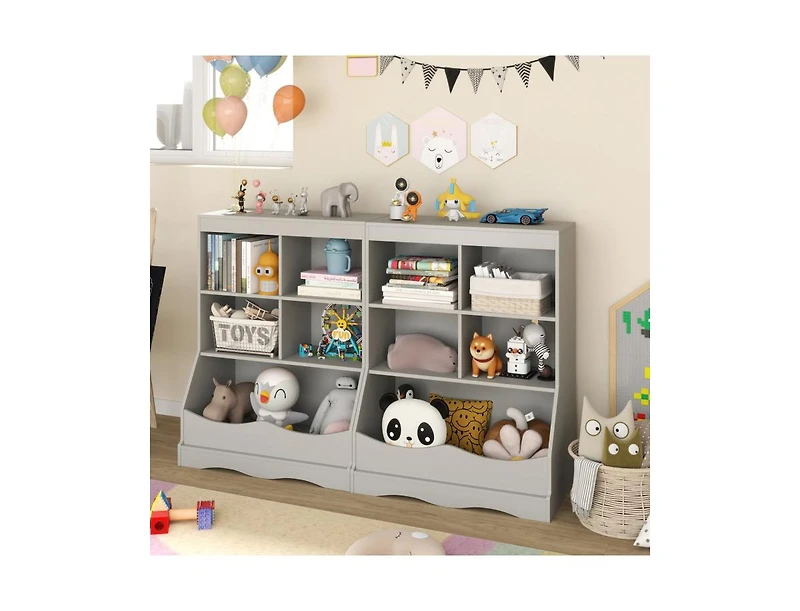 3-Tier Children's Multi-Functional Bookcase Toy Storage Bin Floor Cabinet