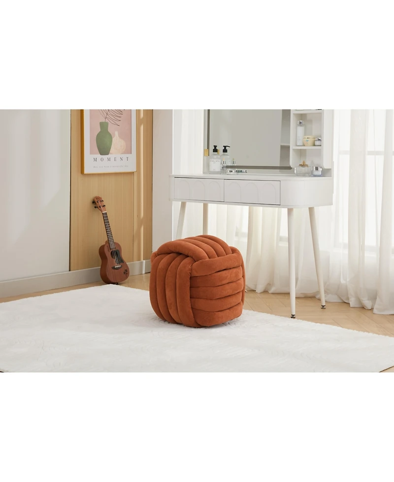 Streamdale Ottoman Vanity Stool Knotted Chenille Fabric, Modern, Stylish