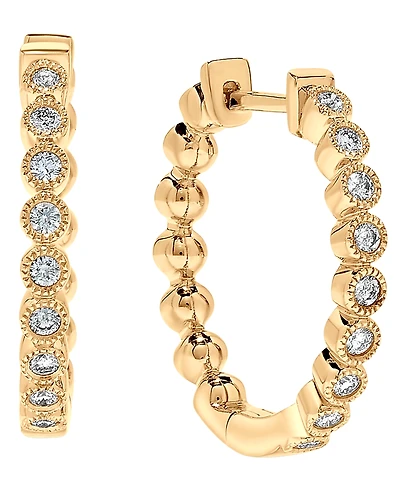Macy's Diamond Hoop Earrings (1/4 ct. t.w.) in 14k Yellow Gold