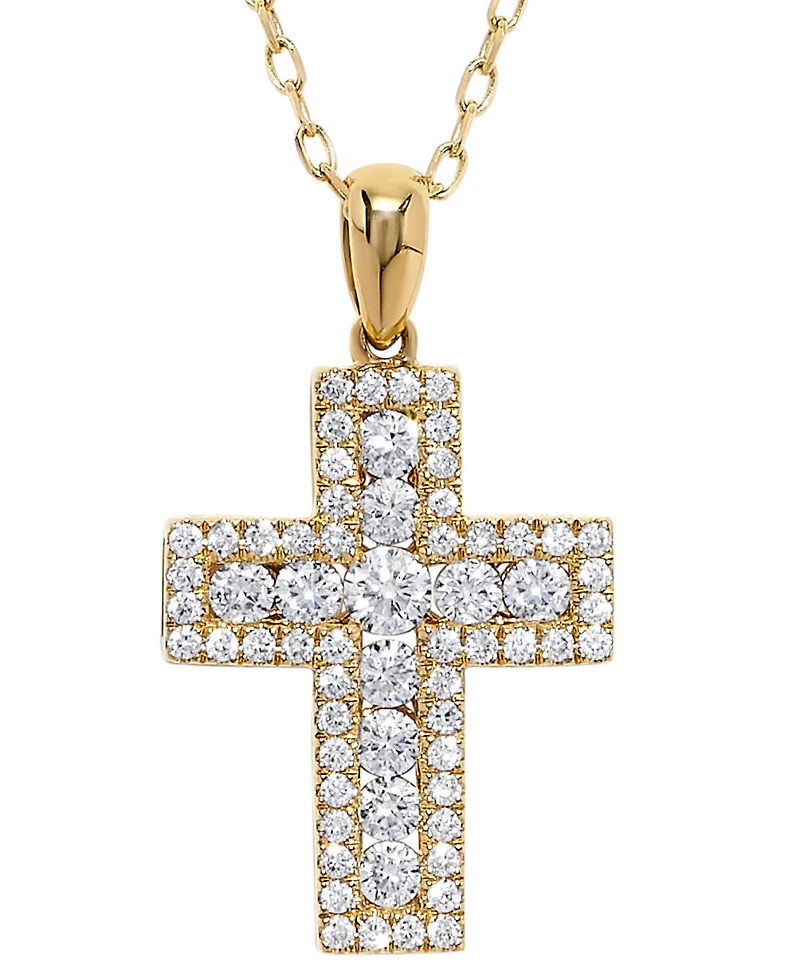 Macy's Diamond Cross Pendant Necklace (5/8 ct. t.w.) in 14k Yellow Gold