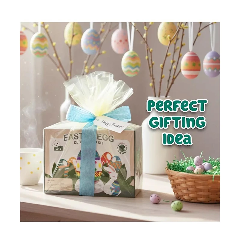 Sperric Easter Egg Painting Kit, Diy Nontoxic Paint Your Own Easter Eggs Craft Set with Paints, Brushes & Stickers for Kids Ages 3+, Diy Easter Crafts