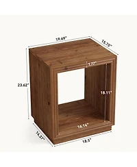 Tribesigns Solid Wood Side Table, Wooden End Table with 2-Tier Storage Shelf, Farmhouse Small Nightstand