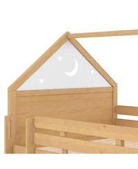 Streamdale Furniture Loft Bed with Bookshelf and Slide for Kids