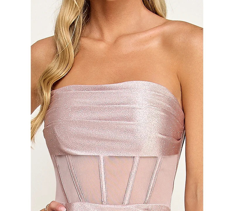 Katia Rae Juniors' Strapless Glitter-Knit Bodycon Dress