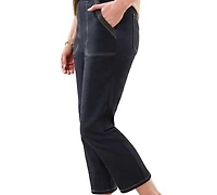 Tribal Women's Denim-Look Bengaline Kick Flare Capri Jeans