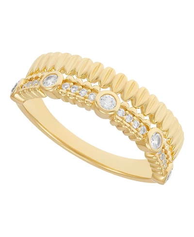 Macy's Created White Sapphire (1/3 ct. t.w.) Band Ring in 14k Yellow Gold-Plated Sterling Silver