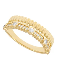 Macy's Created White Sapphire (1/3 ct. t.w.) Band Ring in 14k Yellow Gold-Plated Sterling Silver