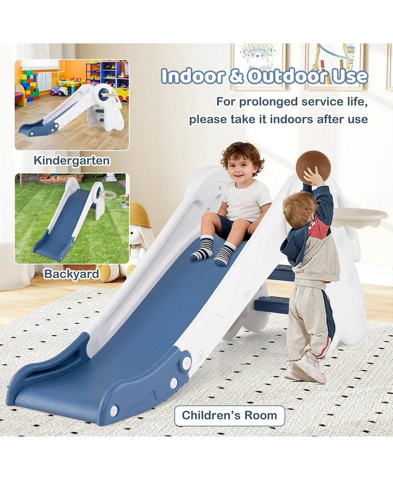 Mecale 3-in-1 Toddler Slide Climber Playset with Basketball Hoop and Ball