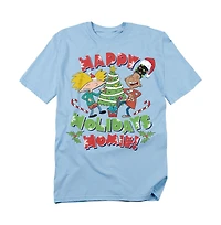 Hey Arnold Men's Happy Holidays Homie And Gerald Christmas T-Shirt