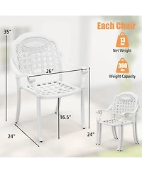 Gymax Set Of 2 Patio Cast Aluminum Armrest Chairs Dining Stackable Outdoor Chair