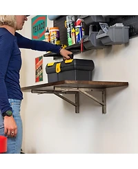 StoreYour Wakefield Foldable Workbench, Dark Wood Tabletop, Heavy-Duty Table