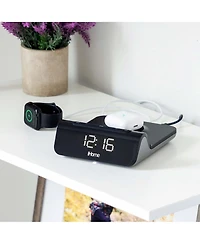 iHome iW23 Triple Charge Wireless Alarm Clock With Usb-a and Usb-c Charging