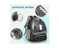 Breathable Transparent Pet Carrier Bag for Cats & Small Dogs – Portable Space Capsule with Zipper, Black, Ideal for Travel & Outdoor Adventures