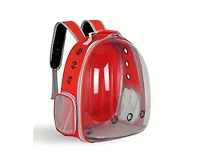 Breathable Transparent Pet Carrier Bag for Cats & Small Dogs – Portable Space Capsule with Zipper, Red, Ideal for Travel & Outdoor Adventures