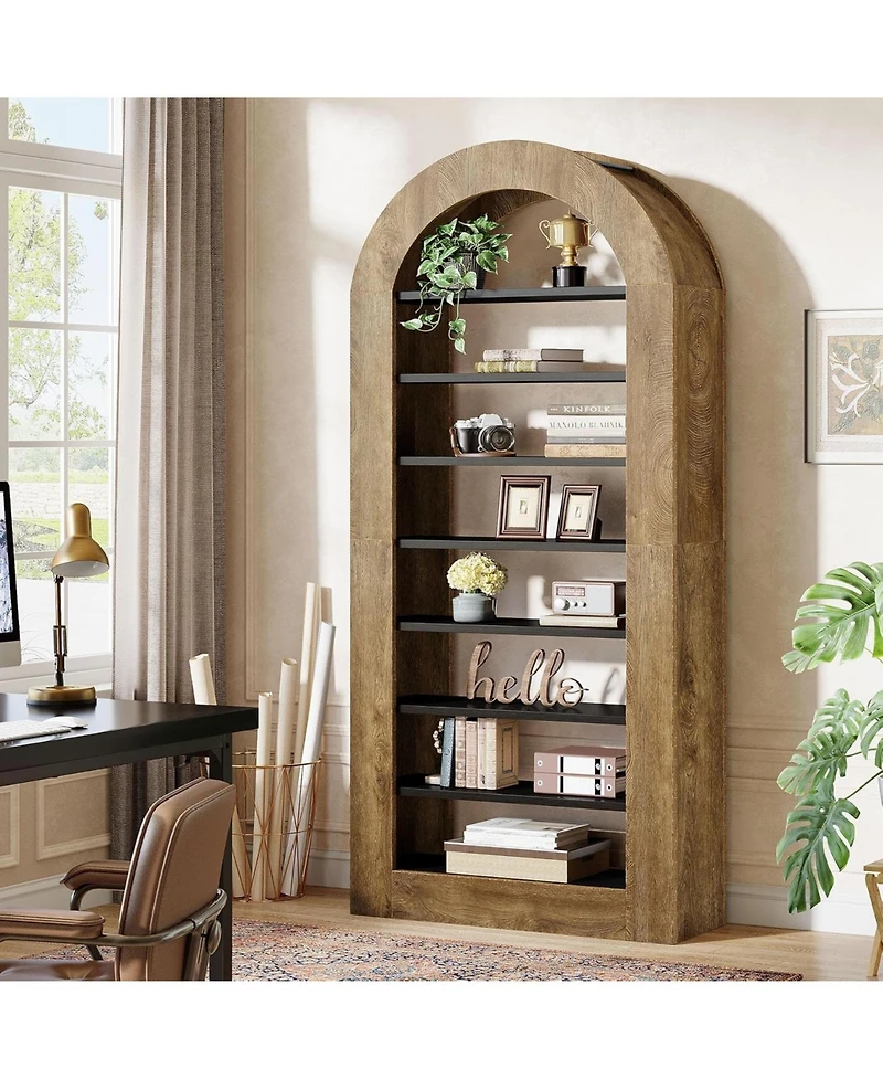 Tribesigns 8-Tier Arched Bookshelf, 70.9'' Bookcase with Storage, Modern Bookshelf