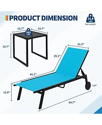 gaomon 3-Piece Patio Chaise Lounge Set with Side Table, Adjustable Backrest, Pool & Outdoor Loungers, Set of 3