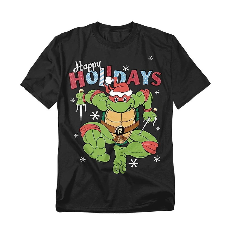 Teenage Mutant Ninja Turtles Men's Happy Holidays With Raphael T-Shirt