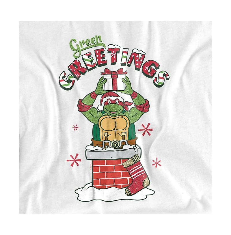 Teenage Mutant Ninja Turtles Men's Greetings Christmas Scene T-Shirt