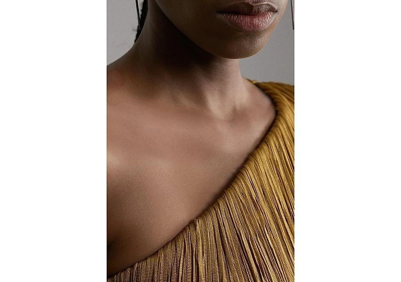 Karen Millen Women's Asymmetric Draped Fringe Mini Dress