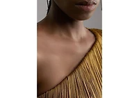 Karen Millen Women's Asymmetric Draped Fringe Mini Dress