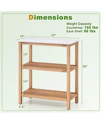 Gymax 3-Tier Patio Garden Potting Bench Table with Acacia Wood 2 Slatted Shelves