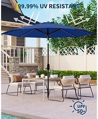 gaomon 9 ft Patio Umbrella with Solar Led Lights, Tilt Crank, 8-Rib Table Umbrella for Outdoor, Deck & Pool