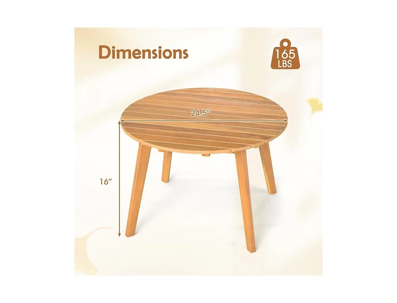 Slickblue Outdoor Round Side Table in Acacia Wood with Slatted Design