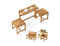 Slickblue Outdoor 3-in-1 Acacia Wood Bench Loveseat with Slatted Design